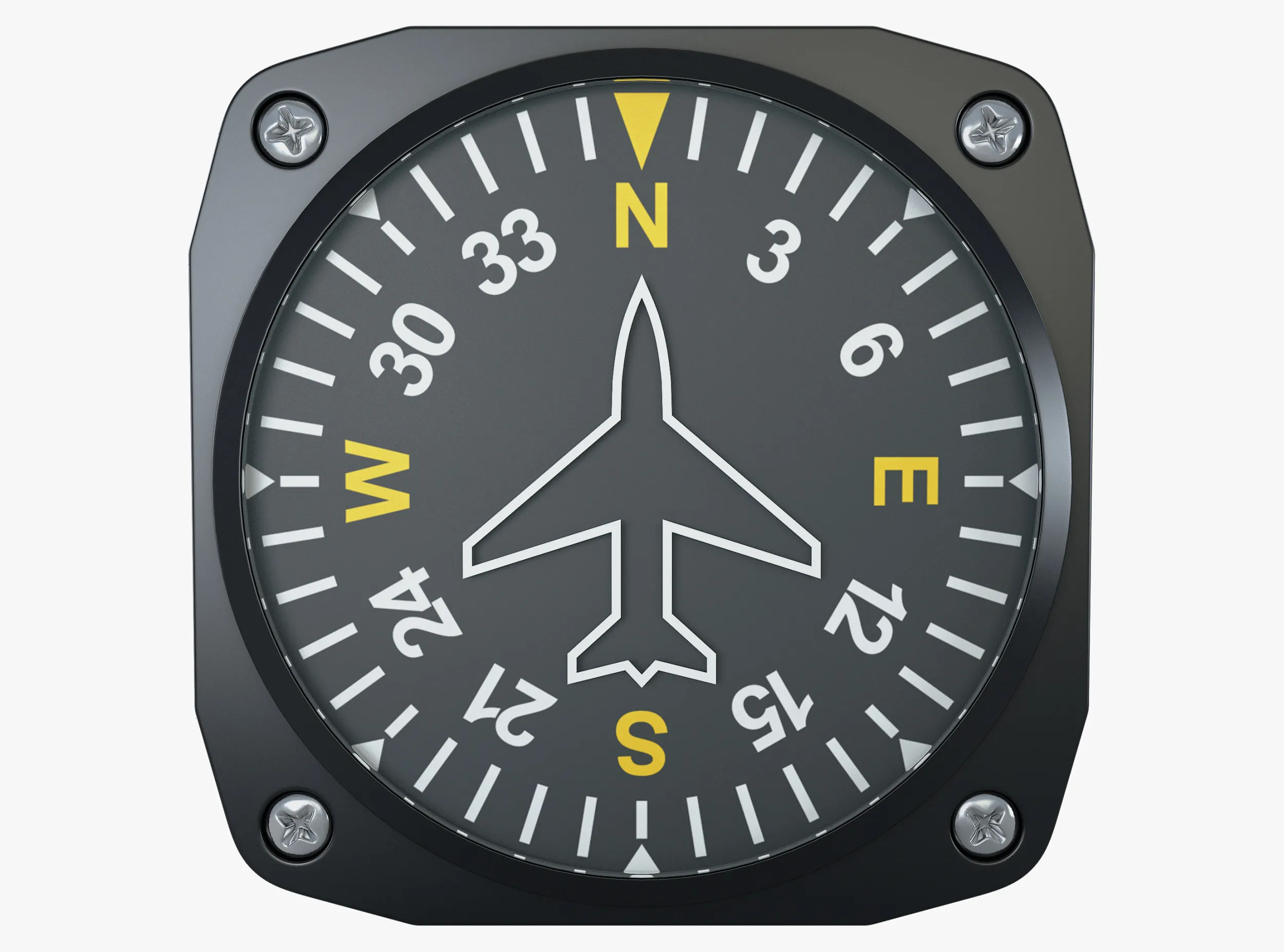 Aircraft Heading Indicator Gyro M1 3D Model .c4d .max .obj .3ds .fbx .stl .blend 