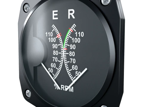 Aircraft Helicopter Dual Tachometer M1 3D Model