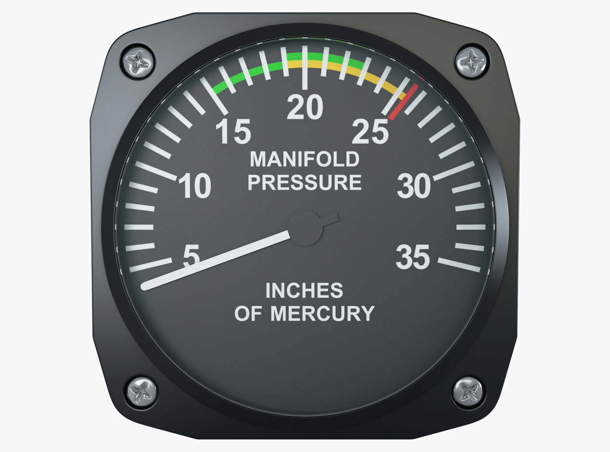 Aircraft Manifold Pressure Gauge M1 3D Model .c4d .max .obj .3ds .fbx .stl .blend 