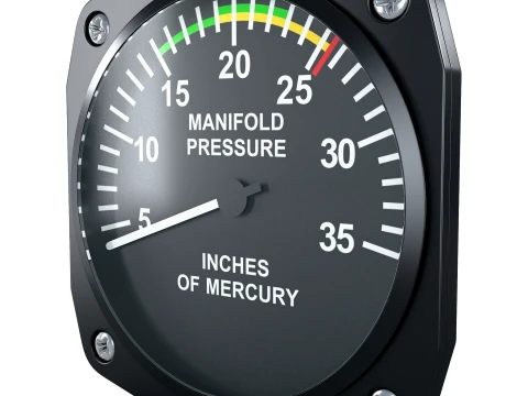 Aircraft Manifold Pressure Gauge M1 3D Model