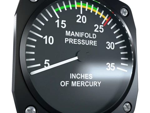 Aircraft Manifold Pressure Gauge M1 3D Model