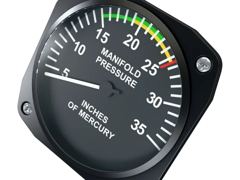 Aircraft Manifold Pressure Gauge M1 3D Model