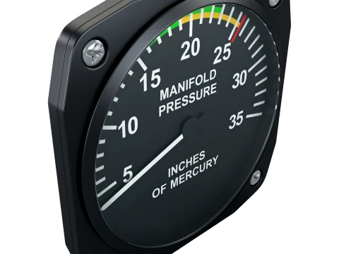 Aircraft Manifold Pressure Gauge M1 3D Model