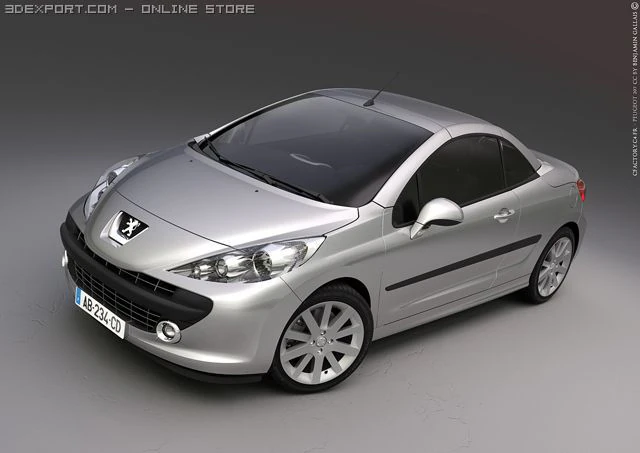 peugeot 207cc 3D Model .c4d .max .obj .3ds .fbx .stl .blend 
