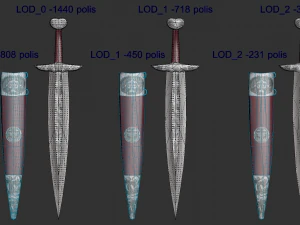 sword akinak griffin nail lod-0-1-2 3D Model
