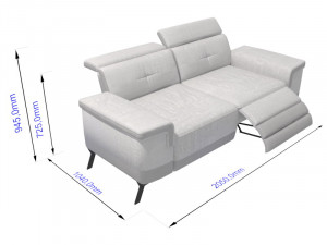 canape3 place relax electrique - tissu gris fonce 3Dモデル