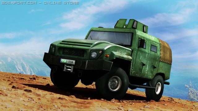 amzturmilitaryvehicle Modelo 3D .c4d .max .obj .3ds .fbx .stl .blend 