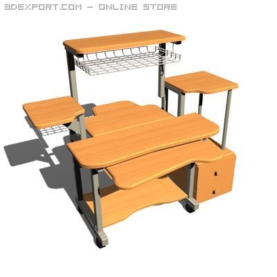 computer desk 3D Модель .c4d .max .obj .3ds .fbx .stl .blend 