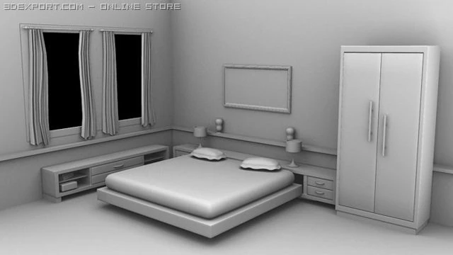 bed room 3D Model .c4d .max .obj .3ds .fbx .stl .blend 