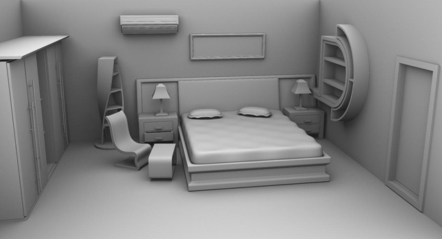 bed room 3D मॉडल .c4d .max .obj .3ds .fbx .stl .blend 