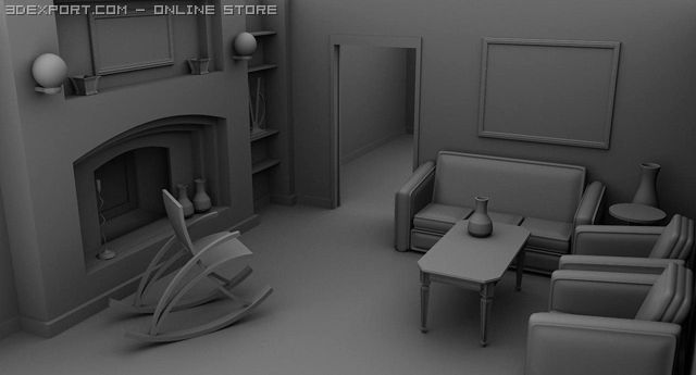 drawing room 3Dモデル .c4d .max .obj .3ds .fbx .stl .blend 