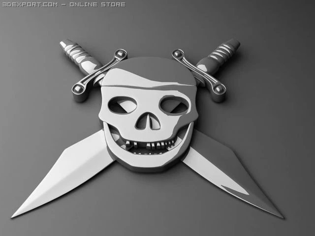 pirate logo 3D Model .c4d .max .obj .3ds .fbx .stl .blend 