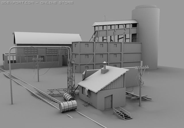old factory 3Dモデル .c4d .max .obj .3ds .fbx .stl .blend 