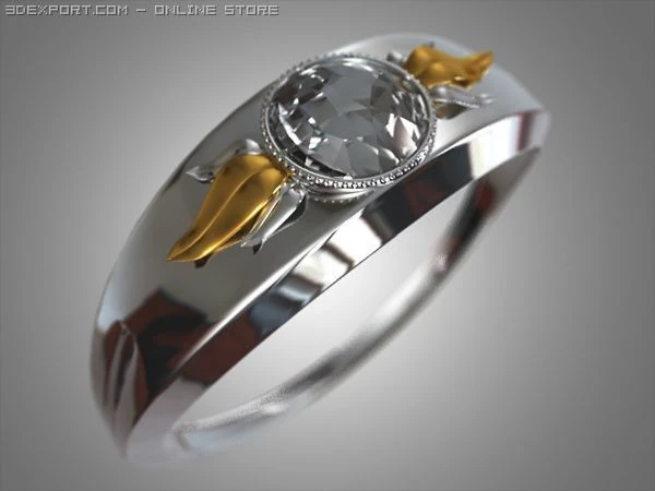 The ring with diamond 3D Model .c4d .max .obj .3ds .fbx .stl .blend