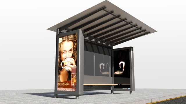 bus stop 3D 模型 .c4d .max .obj .3ds .fbx .stl .blend 