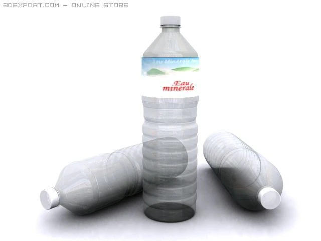 bottle water 3D Model .c4d .max .obj .3ds .fbx .stl .blend