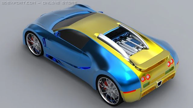 Bugatti Veyron Model 3D .c4d .max .obj .3ds .fbx .stl .blend 