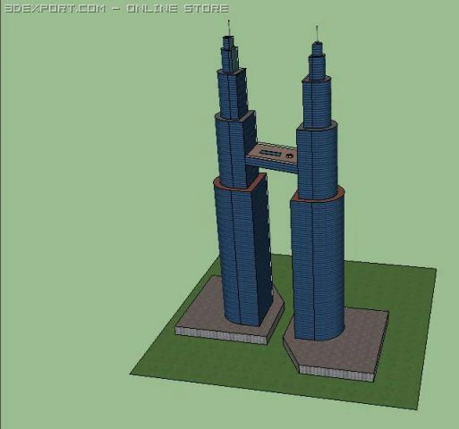 paradise twin towers 3D Model .c4d .max .obj .3ds .fbx .stl .blend