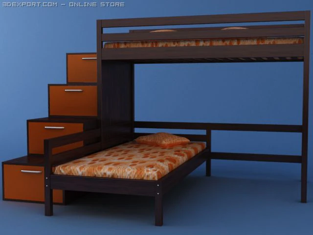 children beds 3D Model .c4d .max .obj .3ds .fbx .stl .blend 