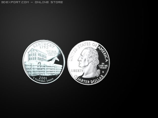 kentucky state quarter 3D Model .c4d .max .obj .3ds .fbx .stl .blend 