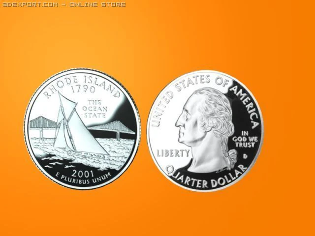 rhode island state quarter 3D Model .c4d .max .obj .3ds .fbx .stl .blend