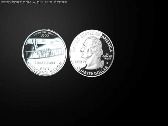 north carolina state quarter Modello 3D .c4d .max .obj .3ds .fbx .stl .blend 
