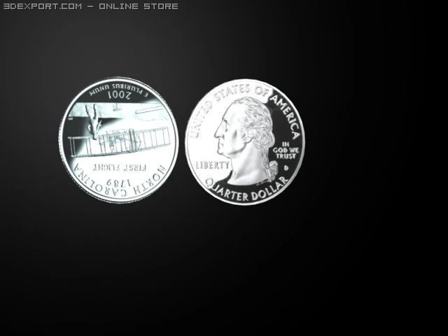 north carolina state quarter 3D Model .c4d .max .obj .3ds .fbx .stl .blend