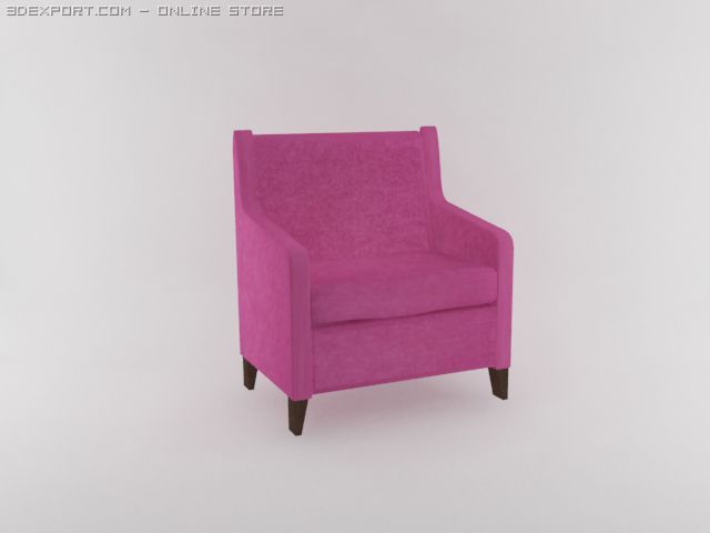 pink armchair 3D Модель .c4d .max .obj .3ds .fbx .stl .blend 