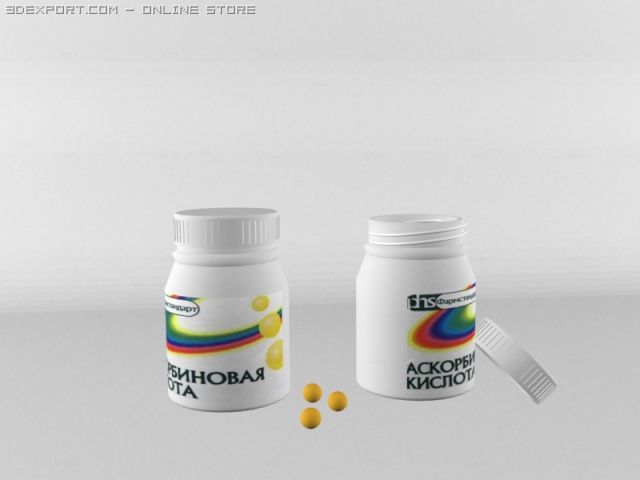 jar of vitamins Model 3D .c4d .max .obj .3ds .fbx .stl .blend 