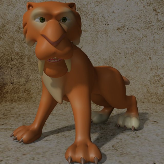 cartoon sabertooth tiger rigged Model 3D .c4d .max .obj .3ds .fbx .stl .blend 