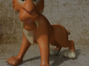 cartoon sabertooth tiger rigged 3D Model