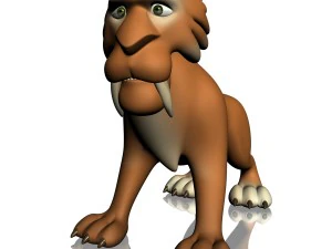 cartoon sabertooth tiger rigged 3D Model