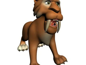 cartoon sabertooth tiger rigged 3D Model