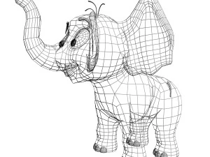 elefantino del fumetto truccato Modello 3D
