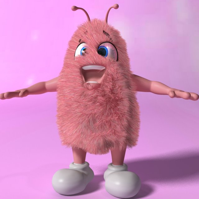 pink creature rigged and animated Model 3D .c4d .max .obj .3ds .fbx .stl .blend 