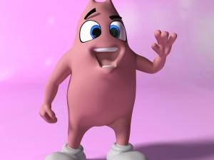 pink creature rigged and animated Model 3D