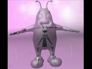 pink creature rigged and animated Model 3D