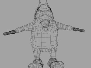 pink creature rigged and animated Model 3D