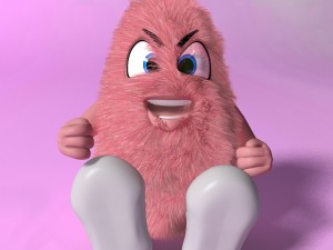 pink creature rigged and animated Model 3D