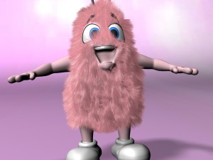 pink creature rigged and animated Model 3D