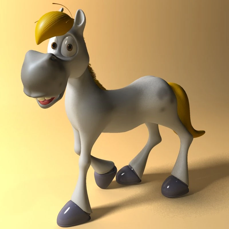 cartoon horse rigged and animated 3D Model .c4d .max .obj .3ds .fbx .stl .blend 