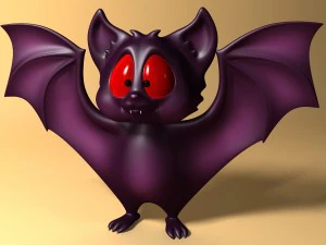 cartoon bat rigged and animated 3D Model