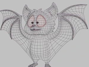 cartoon bat rigged and animated 3D Model