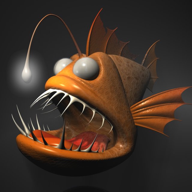 cartoon anglerfish rigged 3D 모델 .c4d .max .obj .3ds .fbx .stl .blend 