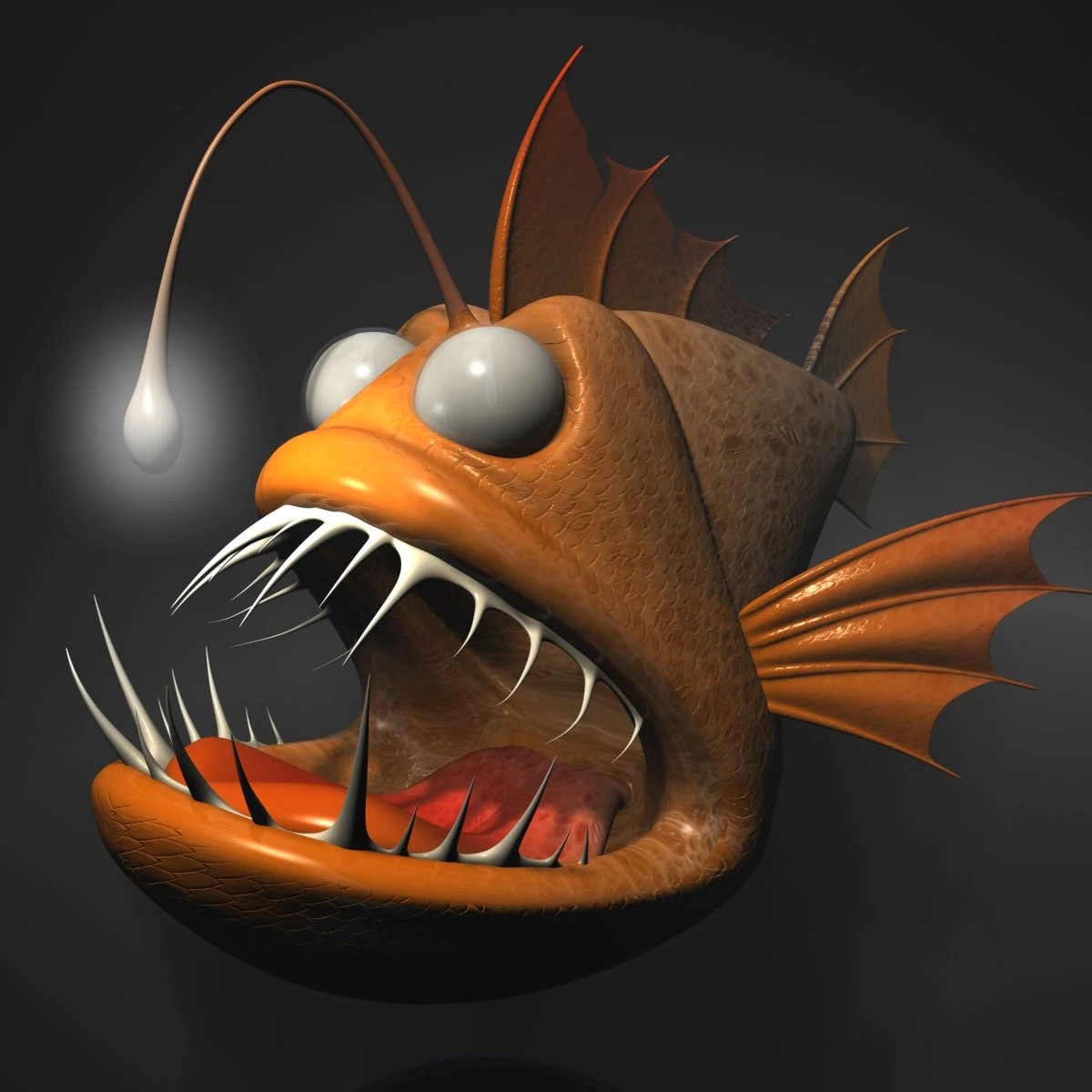 cartoon anglerfish rigged 3D Model .c4d .max .obj .3ds .fbx .stl .blend