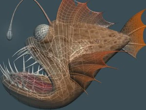 cartoon anglerfish rigged 3D Model
