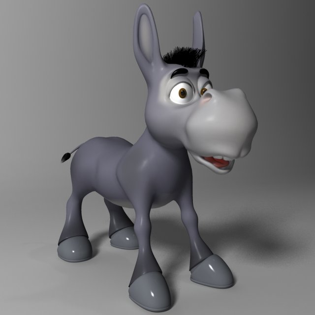 cartoon donkey rigged 3D Модель .c4d .max .obj .3ds .fbx .stl .blend 
