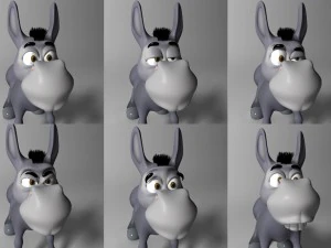 cartoon donkey rigged 3D Model