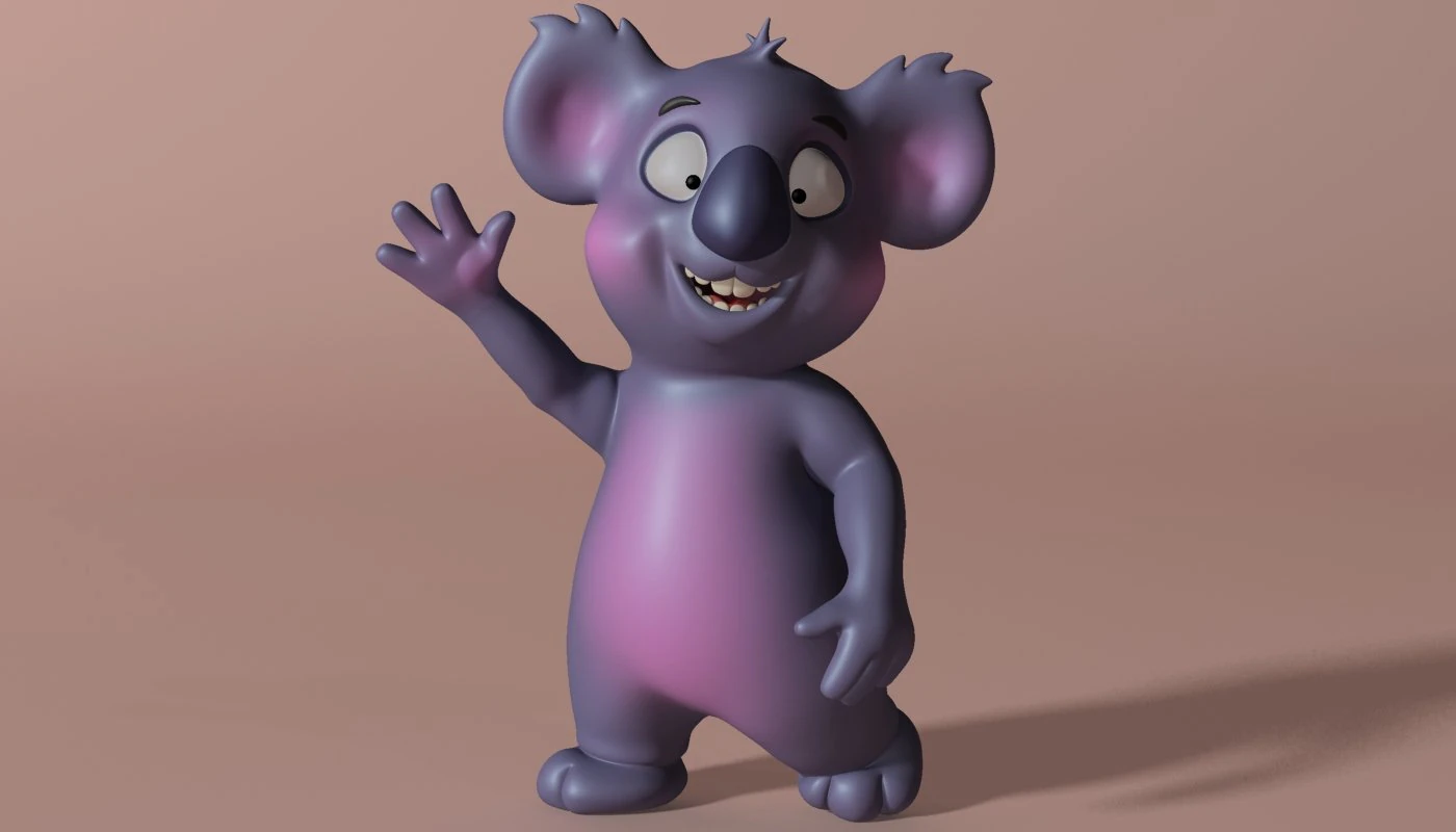 cartoon koala rigged and animated 3D Model .c4d .max .obj .3ds .fbx .stl .blend 