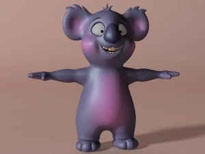 cartoon koala rigged and animated 3D Model